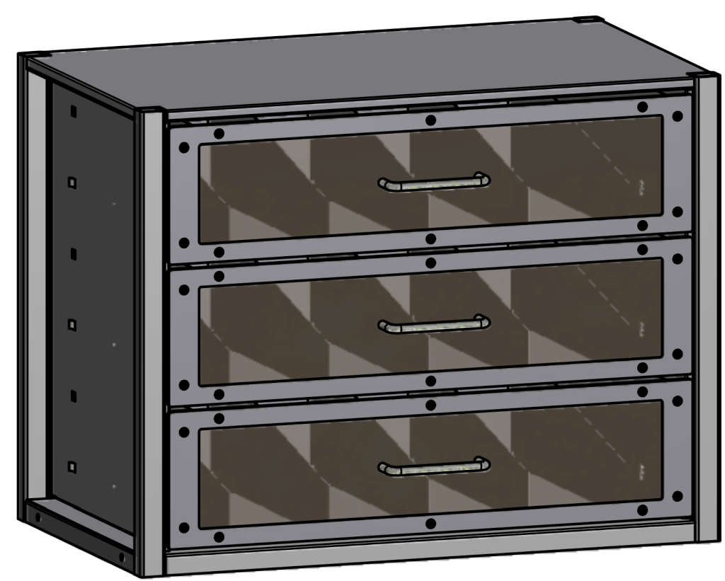 Bild von JURA-MODUL - Mittelteil - Plexiglas-Schubladenmodul 3-fach, variabel (VPE=1 Stück)
